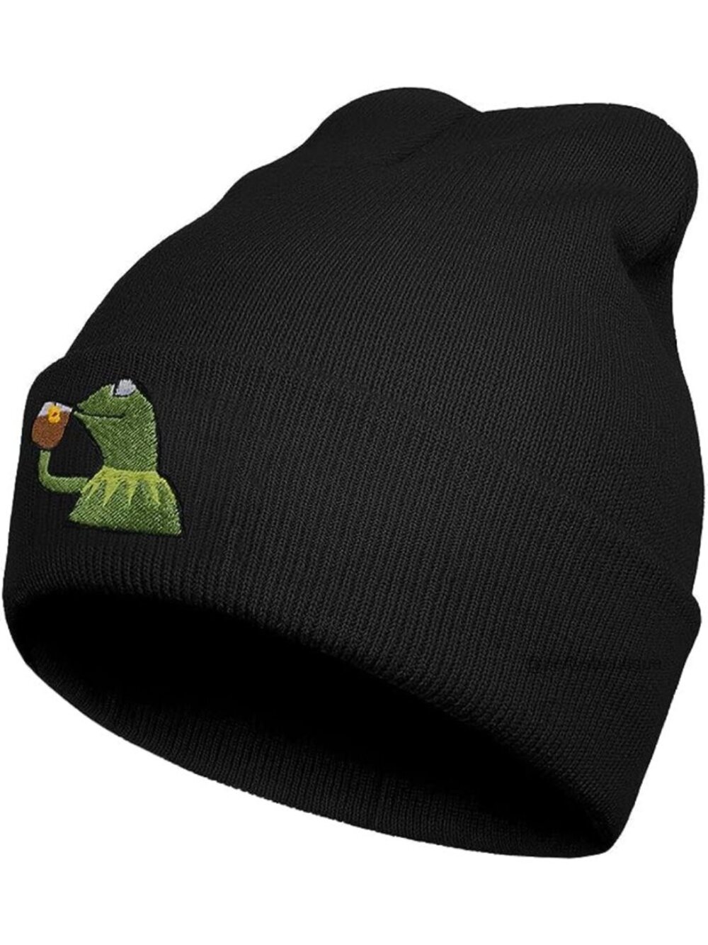 Embroidered Frog Beanie Hat Acrylic Knit Skull Cap Winter Warm
